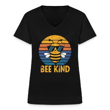 Abeille Enfant Abeille - T-shirt col V Femme - noir - Devant - Lela (165cm)