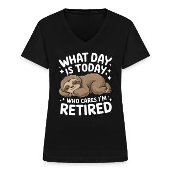 Rentner Ruhestand Rente Pensionierung - Frauen-T-Shirt mit V-Ausschnitt - Schwarz - Vorne - Lela (165cm)