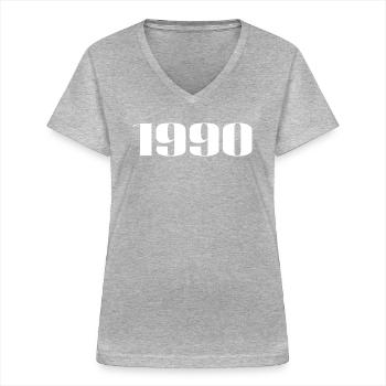 1990 - Gift born in 1990 - Women's V-neck T-shirt - sports grey - Front - Lela (165cm)