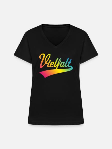 Vielfalt (Diversity / PNG) - Frauen-T-Shirt mit V-Ausschnitt - Schwarz