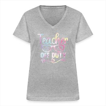 Retour à l’école Éducation physique - T-shirt col V Femme - gris chiné - Devant - Lela (165cm)