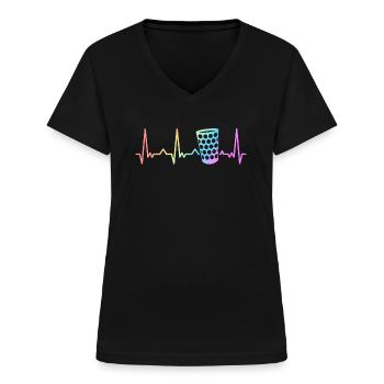 Pfalz Pfälzer Rheinland Pfalz - Frauen-T-Shirt mit V-Ausschnitt - Schwarz - Vorne - Lela (165cm)