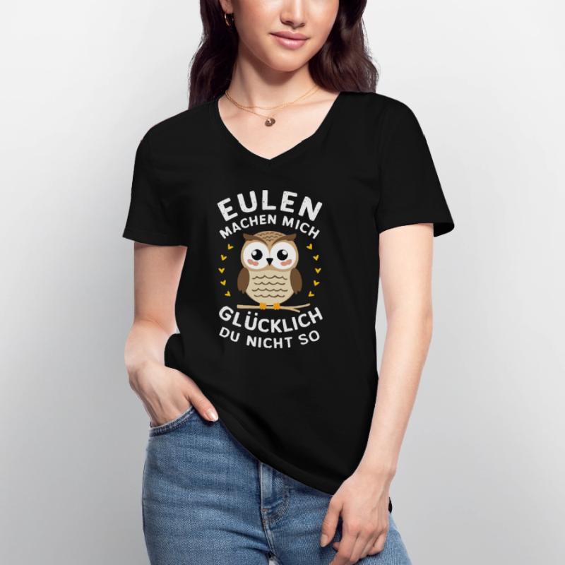 Nachteule Eule Eulen Vogel Frauen-T-Shirt mit V-Ausschnitt