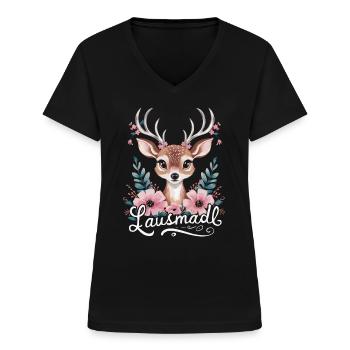 Freistaat Bayern Bayrisch - Frauen-T-Shirt mit V-Ausschnitt - Schwarz - Vorne - Lela (165cm)