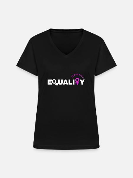 Feminist - Feminismus - Equality - Frauen-T-Shirt mit V-Ausschnitt - Schwarz