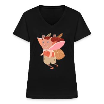 Eine feenhafte Kreatur - Frauen-T-Shirt mit V-Ausschnitt - Schwarz - Vorne - Lela (165cm)