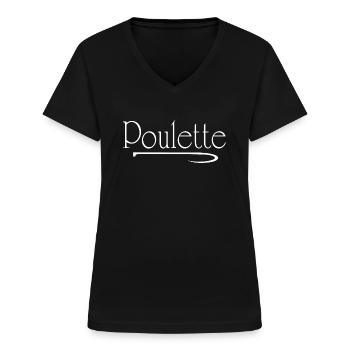 poulette - T-shirt col V Femme - noir - Devant - Lela (165cm)