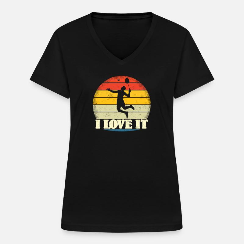 Badminton Player Gift Idea Design - Women's V-neck T-shirt - black