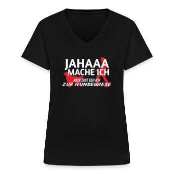 Hund Golden Retriever Hundebesitzer - Frauen-T-Shirt mit V-Ausschnitt - Schwarz - Vorne - Lela (165cm)