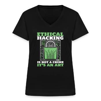 Le piratage éthique n’est pas un phishing renifleur de crime - T-shirt col V Femme - noir - Devant - Lela (165cm)