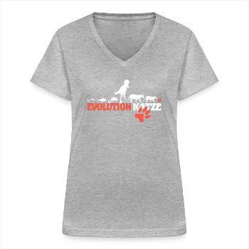 Katzenfreund, Katzenzubehör Geschenk - Frauen-T-Shirt mit V-Ausschnitt - Grau meliert - Vorne - Lela (165cm)