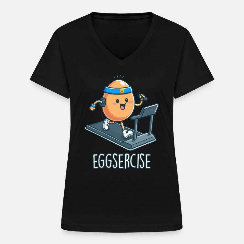 Eggsercise - T-shirt col V Femme - noir