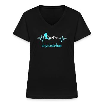 Skifahren Arosa Lenzerheide - Frauen-T-Shirt mit V-Ausschnitt - Schwarz - Vorne - Lela (165cm)