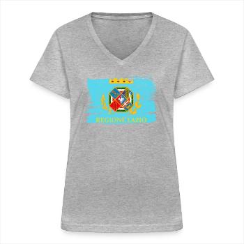 Drapeau du Latium Drapeau Italie Paix Vintage - T-shirt col V Femme - gris chiné - Devant - Lela (165cm)