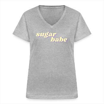 Sugarbabe (en anglais seulement) - T-shirt col V Femme - gris chiné - Devant - Lela (165cm)