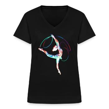 Dance - Frauen-T-Shirt mit V-Ausschnitt - Schwarz - Vorne - Lela (165cm)