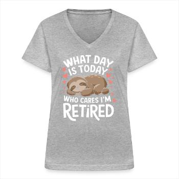 Rentner Ruhestand Rente Pensionierung - Frauen-T-Shirt mit V-Ausschnitt - Grau meliert - Vorne - Lela (165cm)