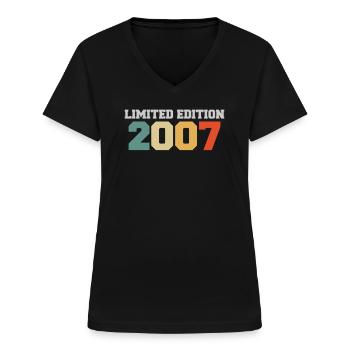 18ème Anniversaire Edition Limitée 2007 - T-shirt col V Femme - noir - Devant - Lela (165cm)
