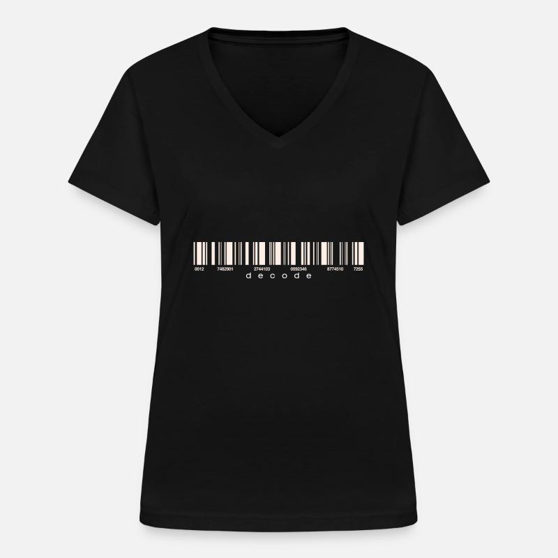 Code Strichcode Barcode Zahlen Einkauf Scan - Frauen-T-Shirt mit V-Ausschnitt - Schwarz