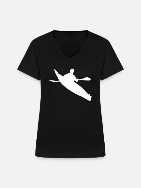 Kajak - Frauen-T-Shirt mit V-Ausschnitt - Schwarz
