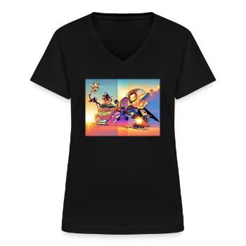 Chillen - Frauen-T-Shirt mit V-Ausschnitt - Schwarz - Vorne - Lela (165cm)