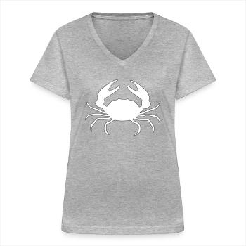 Contraste de crabe - T-shirt col V Femme - gris chiné - Devant - Lela (165cm)