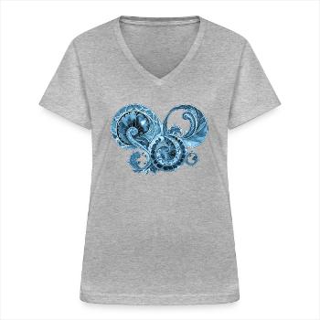 Blue Ornament - Women's V-neck T-shirt - sports grey - Front - Lela (165cm)