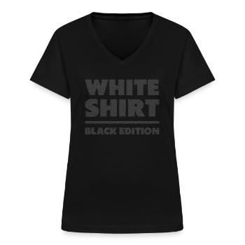 White Shirt Black Edition - Frauen-T-Shirt mit V-Ausschnitt - Schwarz - Vorne - Lela (165cm)