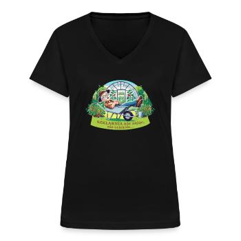 Ein Gewächshaus läuft nicht weg - Frauen-T-Shirt mit V-Ausschnitt - Schwarz - Vorne - Lela (165cm)
