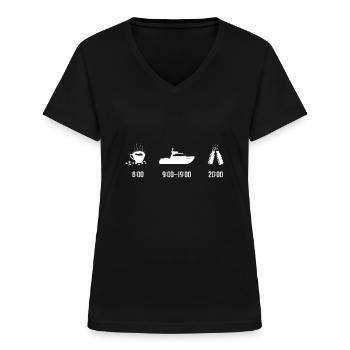 Bateau bateau - T-shirt col V Femme - noir - Devant - Lela (165cm)