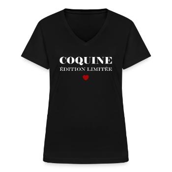 Coquine - T-shirt col V Femme - noir - Devant - Lela (165cm)