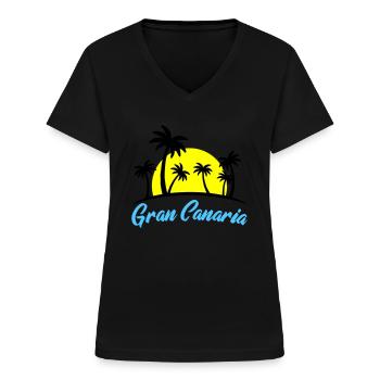 Gran Canaria - T-shirt col V Femme - noir - Devant - Lela (165cm)