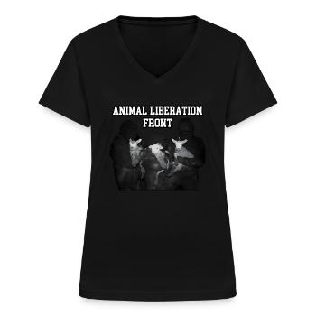 Animal Liberation Front rescued lambs - Frauen-T-Shirt mit V-Ausschnitt - Schwarz - Vorne - Lela (165cm)