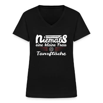 kleine Frau auf der Tanzfläche - Frauen-T-Shirt mit V-Ausschnitt - Schwarz - Vorne - Lela (165cm)