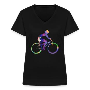 Radfahrer - Frauen-T-Shirt mit V-Ausschnitt - Schwarz - Vorne - Lela (165cm)