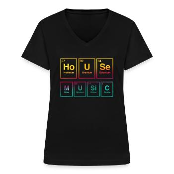 House Music - Women's V-neck T-shirt - black - Front - Lela (165cm)