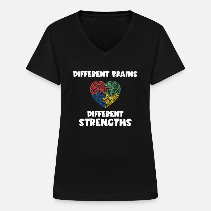 Autismus-Sprüche - Frauen-T-Shirt mit V-Ausschnitt - Schwarz