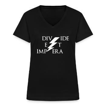 Divide et impera Latein Herrschaft - Frauen-T-Shirt mit V-Ausschnitt - Schwarz - Vorne - Lela (165cm)