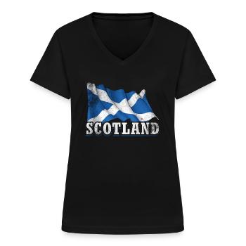 Schottland Flagge - Frauen-T-Shirt mit V-Ausschnitt - Schwarz - Vorne - Lela (165cm)