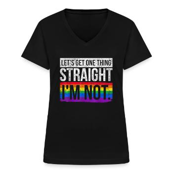 Straight Love Parade Pride Liebe Regenbogen CSD - Frauen-T-Shirt mit V-Ausschnitt - Schwarz - Vorne - Lela (165cm)