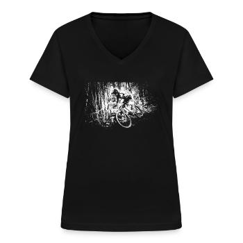 mtb downhill - Frauen-T-Shirt mit V-Ausschnitt - Schwarz - Vorne - Lela (165cm)