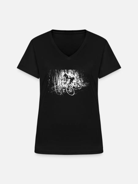 mtb downhill - Frauen-T-Shirt mit V-Ausschnitt - Schwarz