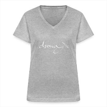 dessiner art - T-shirt col V Femme - gris chiné - Devant - Lela (165cm)
