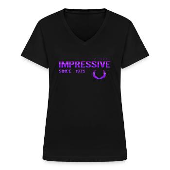 Impressive since 1975 - Women's V-neck T-shirt - black - Front - Lela (165cm)