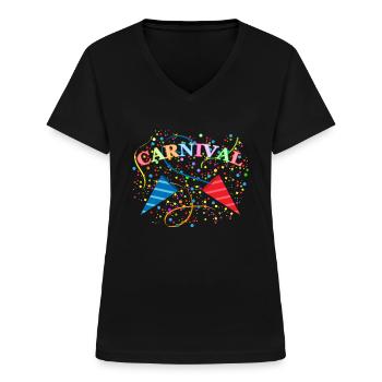 Karneval bunt Konfetti - Frauen-T-Shirt mit V-Ausschnitt - Schwarz - Vorne - Lela (165cm)