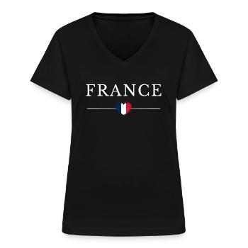 Flagge Frankreichs - Frauen-T-Shirt mit V-Ausschnitt - Schwarz - Vorne - Lela (165cm)