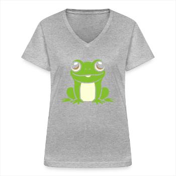 Little Frog - Women's V-neck T-shirt - sports grey - Front - Lela (165cm)
