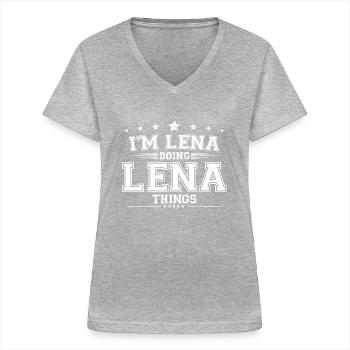 Lena - T-shirt col V Femme - gris chiné - Devant - Lela (165cm)