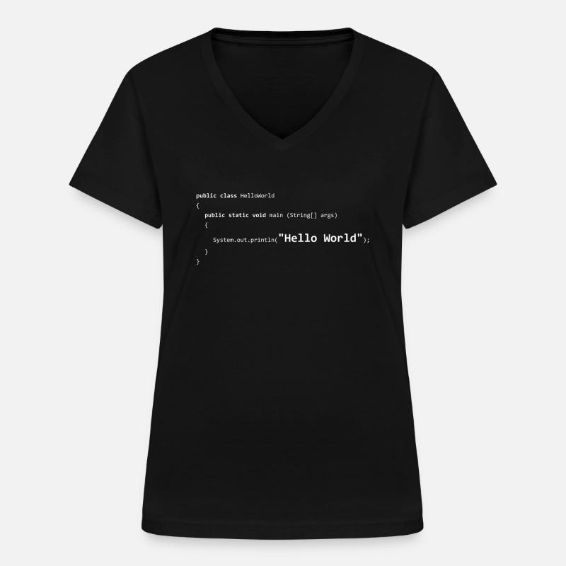 JAVA Hello World - Frauen-T-Shirt mit V-Ausschnitt - Schwarz