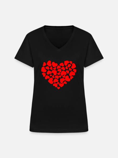 Herzen - Frauen-T-Shirt mit V-Ausschnitt - Schwarz